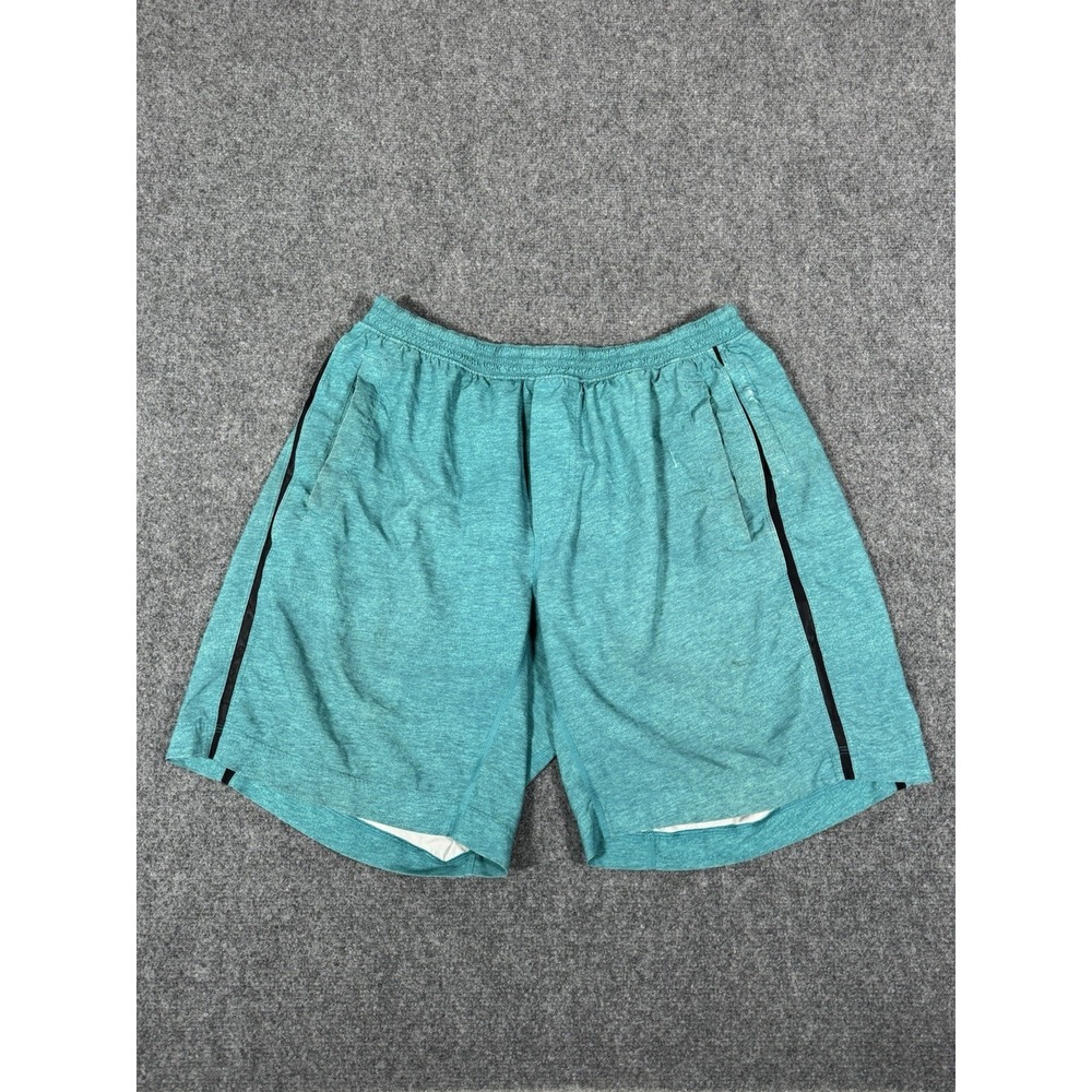 Lululemon Pace Breaker Shorts Mens Large Green Lined Pockets Gym Workout  9"